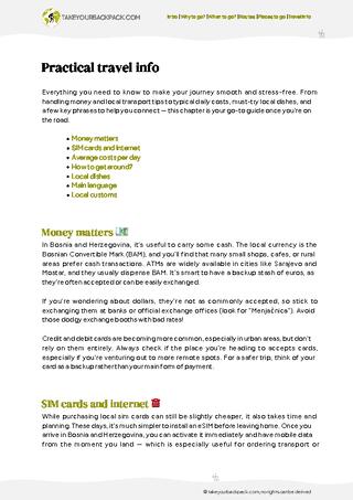 example page 5 from our offline Travel Guide for Bosnia and Herzegovina